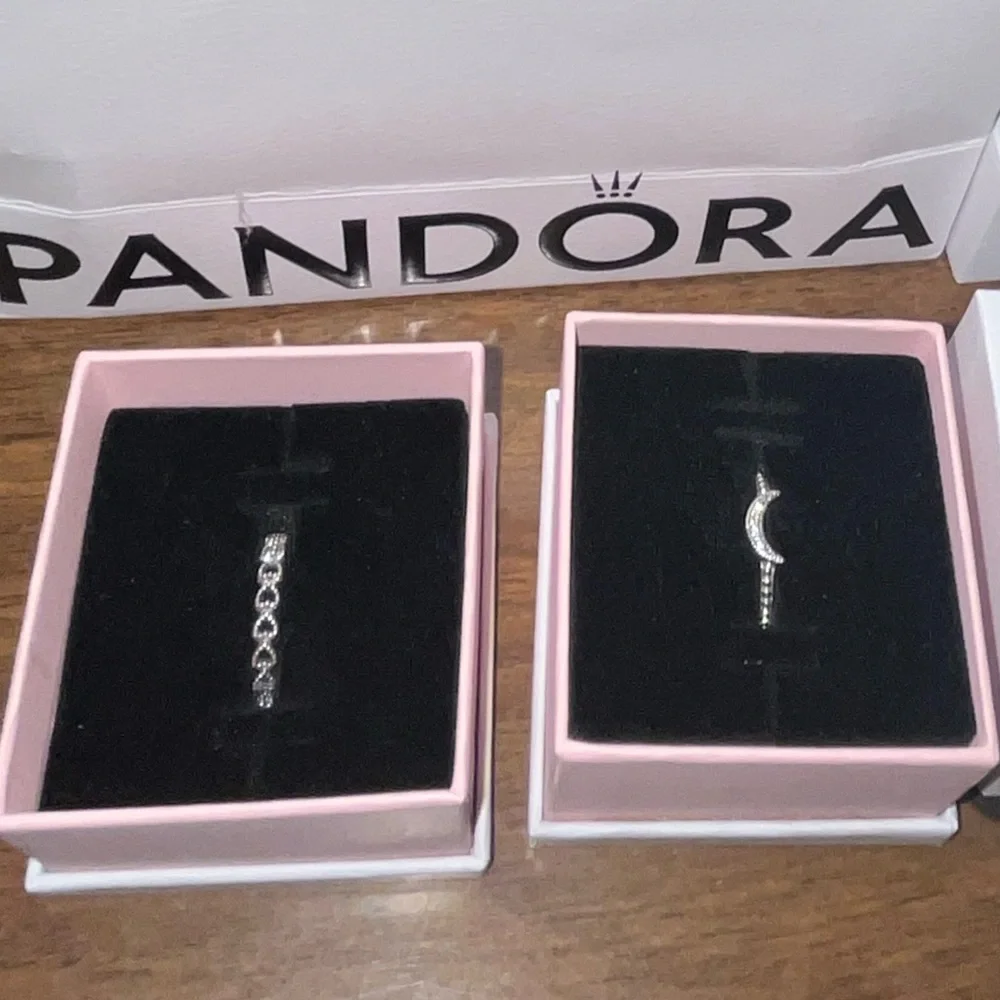 Stunning heart and moon pandora pinky ring bundle (size 4.5) - Picture 6 of 6
